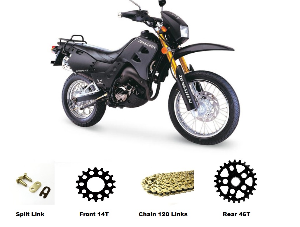 ZS 200 GY  GOLD Chain and Sprocket Kit